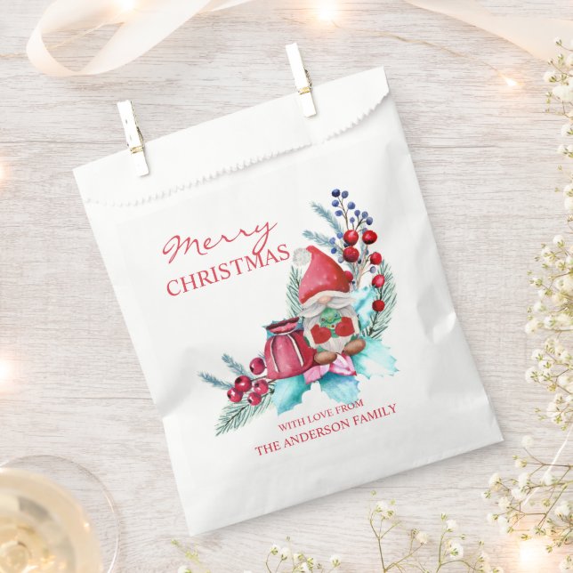 Bolsa De Papel Gnome y Poinsettia (Cortado)