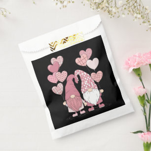 Bolsa De Papel Gnomos de corazones de cuadros de Búfalo rosa Día 