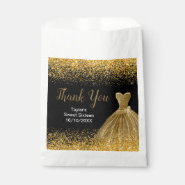 Bolsa De Papel Gold Dress Faux Glitter Sweet 16 Birthday