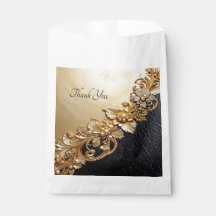 Gold Floral Embellishments Favor Bag