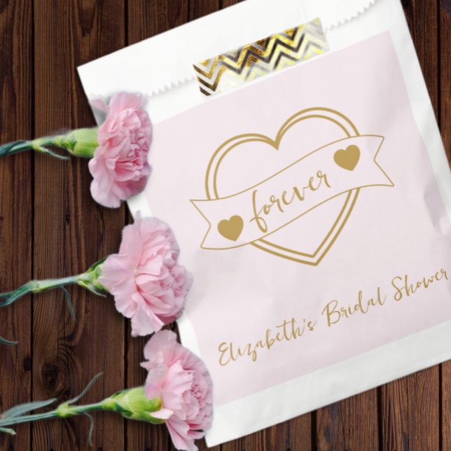 Bolsa De Papel Gold Forever Hearts Bridal Shower (Subido por el creador)