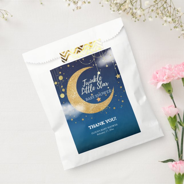 Bolsa De Papel Gold Twinkle Little Star Dreamy Baby Shower (Sellado)