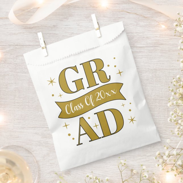 Bolsa De Papel Gold & White Graduation Party (Cortado)