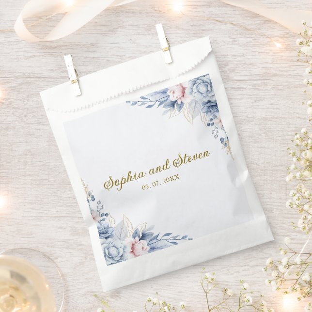 Bolsa De Papel Golden Bloom: Blue & White Floral Wedding  (Cortado)