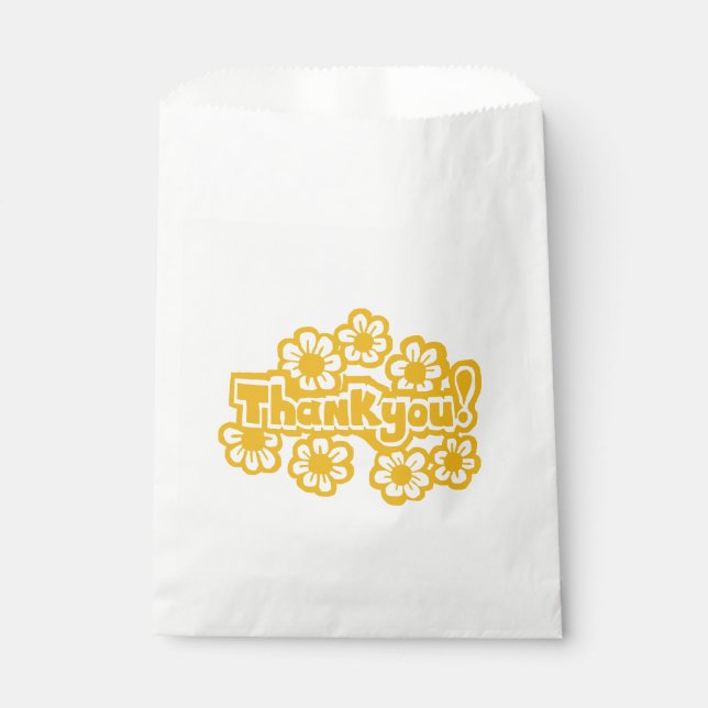 Bolsa De Papel Golden Flowers Thank you! (Anverso)