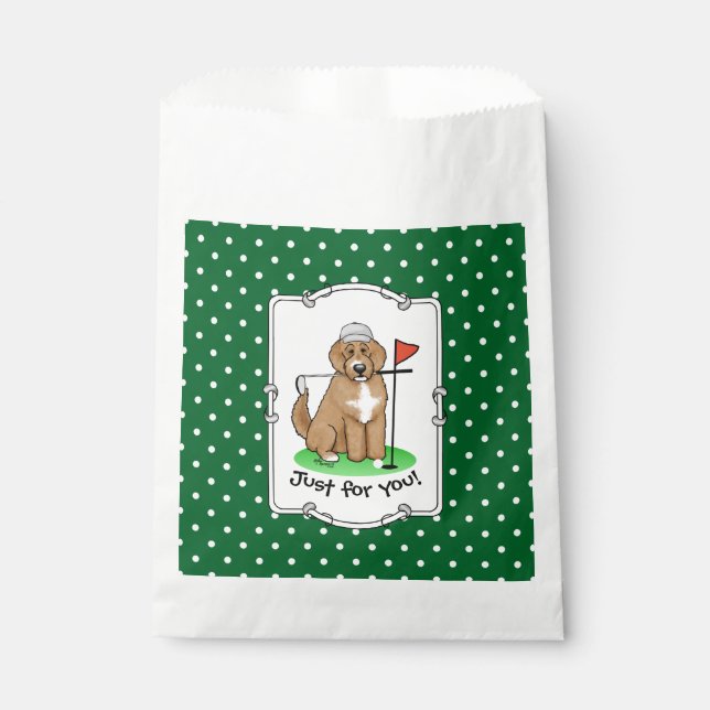 Bolsa De Papel Goldendoodle Perro Jugando Golf (rojo whmk2) Diver (Anverso)