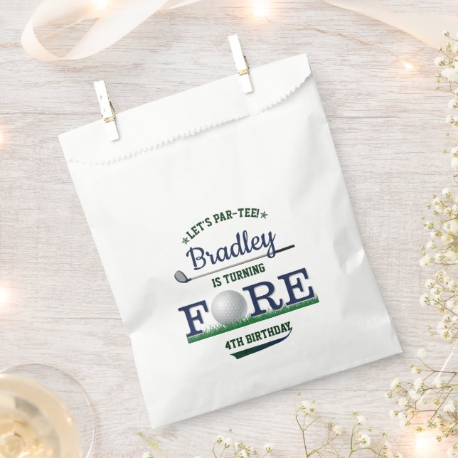 Bolsa De Papel Golf PAR-TEE 4º cumpleaños (Cortado)