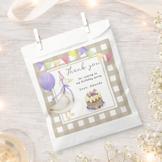 Bolsa De Papel Goose 1º cumpleaños Gracias por venir (Cortado)