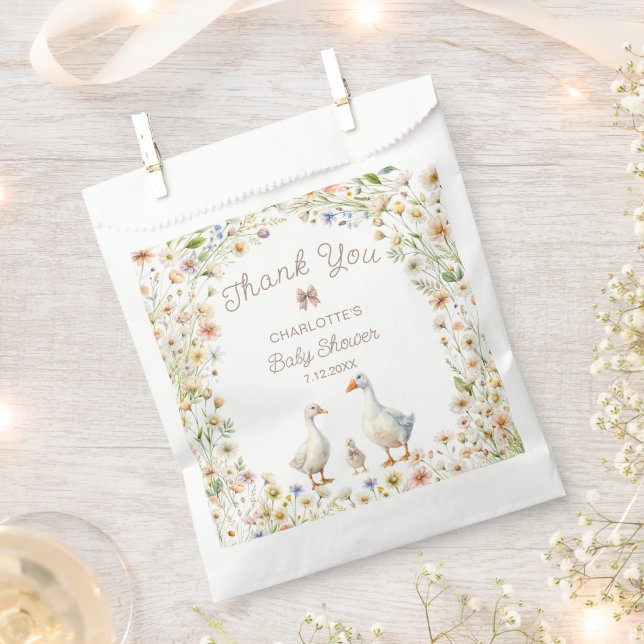 Bolsa De Papel Goose Floral Baby Shower Gracias (Cortado)