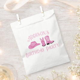 Bolsa De Papel Gorra de niña de vaca y bots texto rosa claro