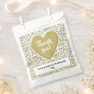 Bolsa De Papel Gracias 100.º patrón de número aleatorio oro/blanc