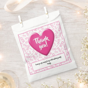 Bolsa De Papel Gracias 100.º patrón de número aleatorio rosa/blan