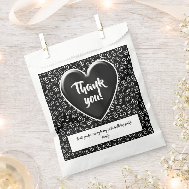 Bolsa De Papel Gracias 80.º patrón de números aleatorios negro/bl (Cortado)