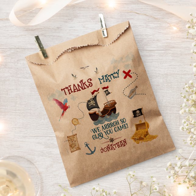 Bolsa De Papel Gracias a la fiesta de piratas de los niños Favor  (Cortado)