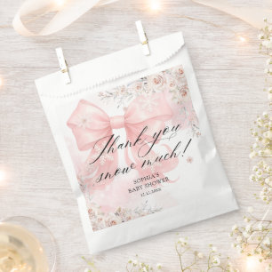 Bolsa De Papel Gracias a Pink Bow Winter Baby Shower
