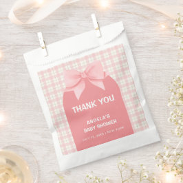 Bolsa De Papel Gracias a Pink Gingham Plaid Arch Bow Baby Shower