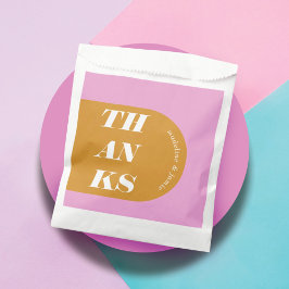 Bolsa De Papel Gracias al moderno arco retro rosa y amarillo míni