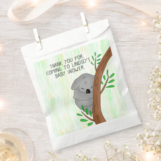 Bolsa De Papel Gracias Baby Shower Favor Sleepy Koala Bear (Cortado)