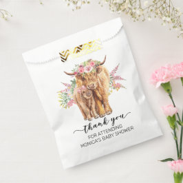 Bolsa De Papel Gracias Baby Shower Highland Cow Pink
