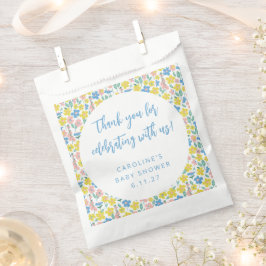 Bolsa De Papel Gracias Baby Shower, Personalizado floral Boho Yel