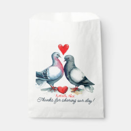 Bolsa De Papel Gracias, Boda de Cute Couple Pigeons