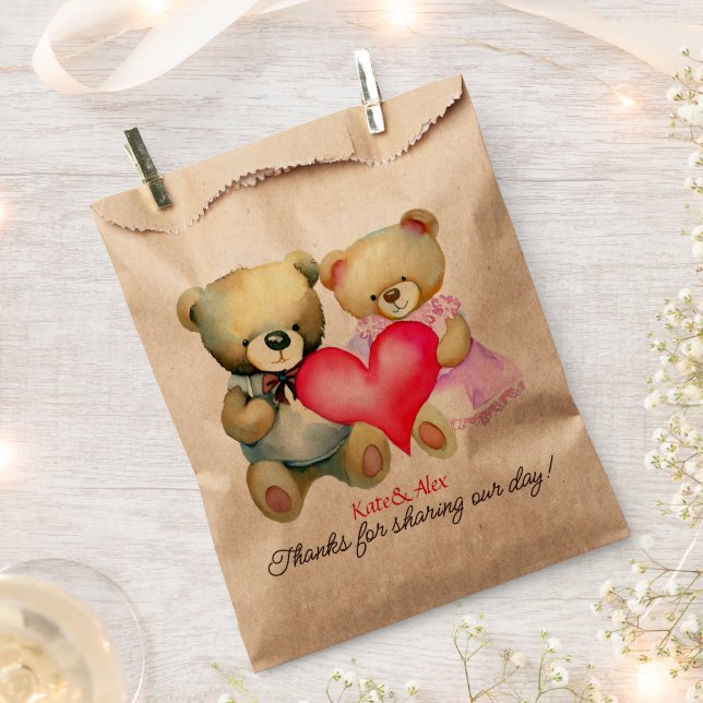 Bolsa De Papel Gracias, Boda De Osos Cutos (Cortado)