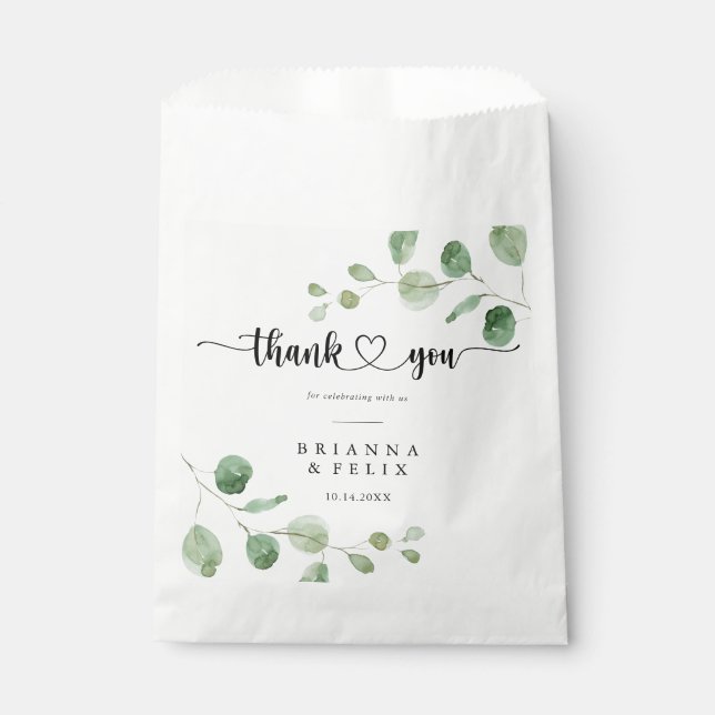 Bolsa De Papel Gracias Boda Green Delight Eucalyptus (Anverso)