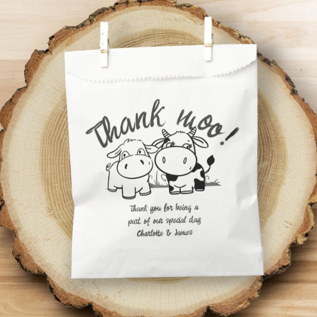 Bolsa De Papel Gracias Boda Temática Vaca (Thank You Cow Themed Wedding Favor Bags from Ricaso. Delightful cattle couple personalized wedding)