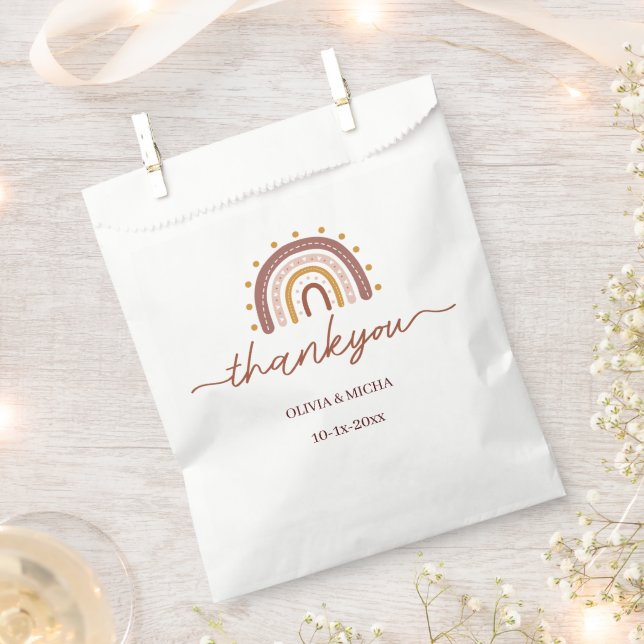 Bolsa De Papel Gracias Boho Rainbow Wedding Favor Bag (Cortado)