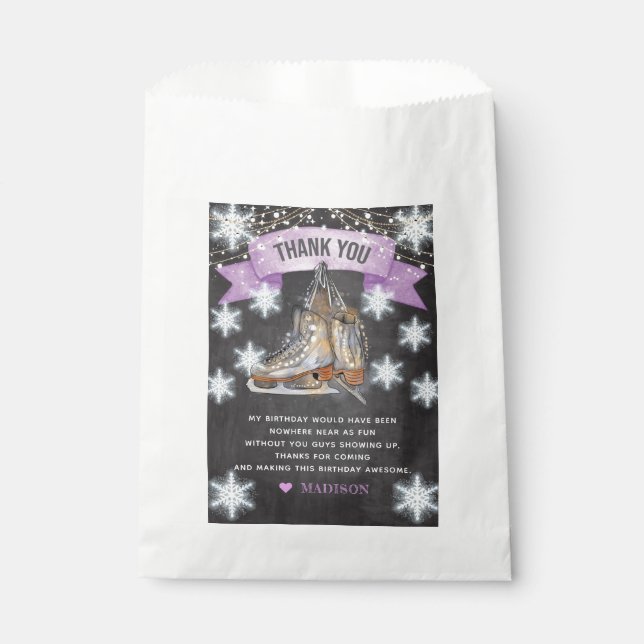 Bolsa De Papel Gracias Chica de patinaje sobre hielo Cumpleaños (Anverso)