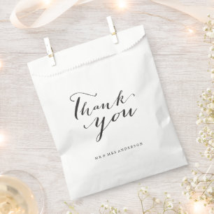Bolsa De Papel Gracias Clásico Nombre de Letra de Bodas