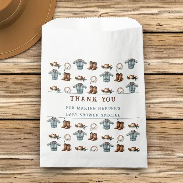 Bolsa De Papel Gracias Cowboy Pattern Boy Baby Shower (Subido por el creador)