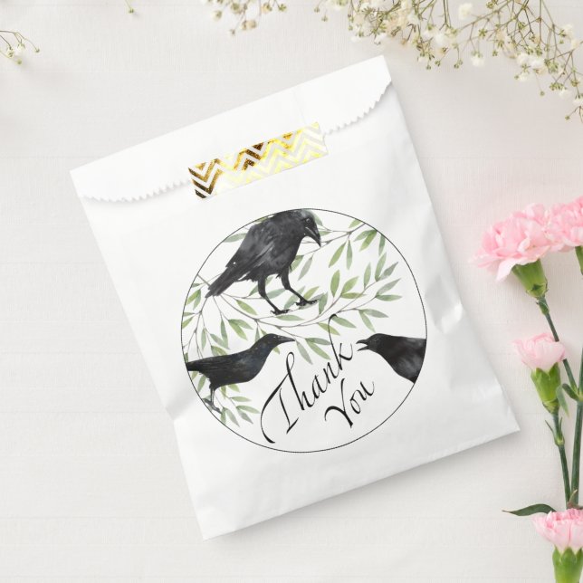 Bolsa De Papel Gracias Crow Love Birds Favor Bag (Sellado)
