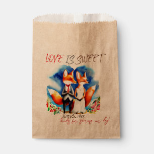 Bolsa De Papel Gracias, Cute Fox Couple, Love is Sweet Boda