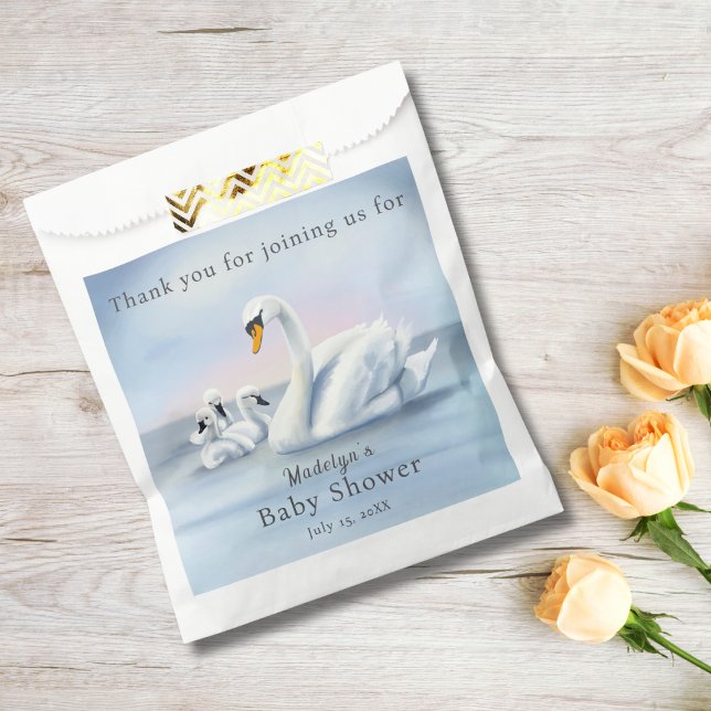 Bolsa De Papel Gracias Mamá Swan Con Bebés Baby Shower (Subido por el creador)