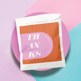 Bolsa De Papel Gracias Minimalista Moderna Arco Rosa Naranja Retr