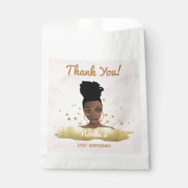Bolsa De Papel Gracias! Nacimiento Mujer Negra, Oro Acentos Rosa