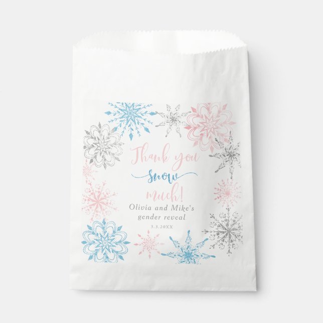 Bolsa De Papel Gracias nieve mucha revelación de género (Anverso)