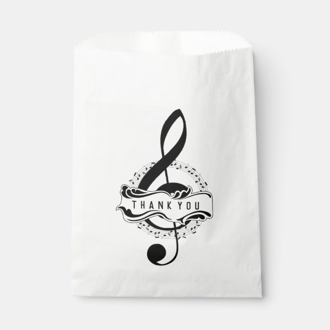 Bolsa De Papel Gracias Nota Musical Favor Bags (Anverso)