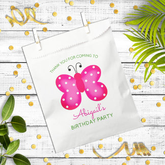 Bolsa De Papel Gracias por la fiesta de la mariposa rosa