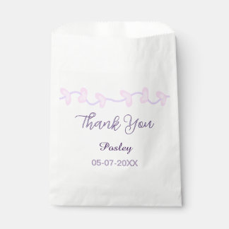 Bolsa De Papel gracias rosa púrpura pastel boda nombre fecha lea