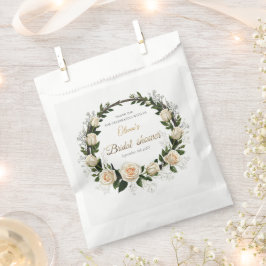 Bolsa De Papel Gracias Rosas Blancas y Aliento de Bebé