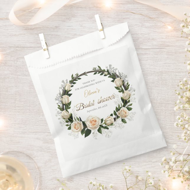 Bolsa De Papel Gracias Rosas Blancas y Aliento de Bebé (Cortado)