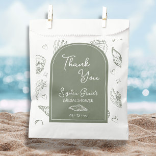 Bolsa De Papel Gracias Sage Green Seashells Doodles