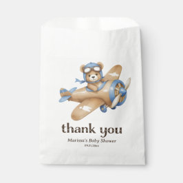 Bolsa De Papel Gracias Teddy Bear Pilot Baby Boy Shower