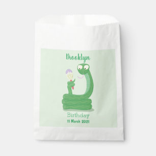 Bolsa De Papel Graciosa serpiente verde con maraca personalizado