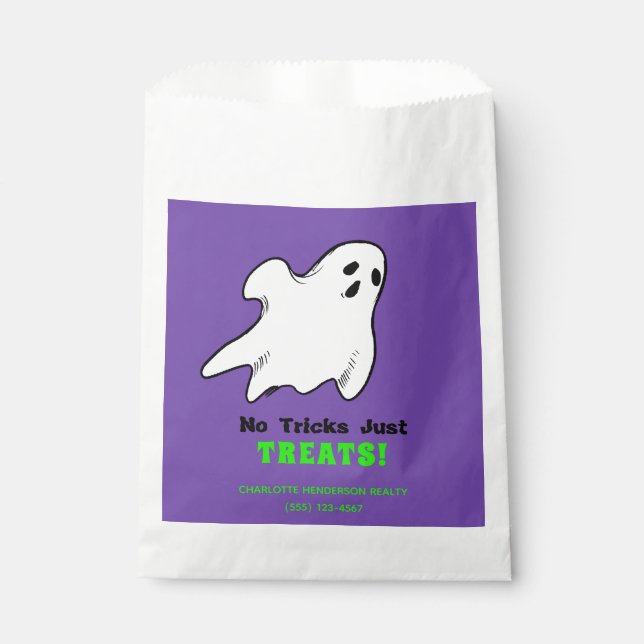 Bolsa De Papel Gracioso trato de Halloween fantasma inmobiliario (Anverso)