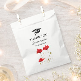Bolsa De Papel Graduación Floral de Flores de Poppies Rojos Graci