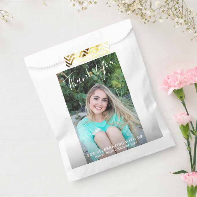 Bolsa De Papel Graduación moderna de fotografía simple en blanco  (Sellado)