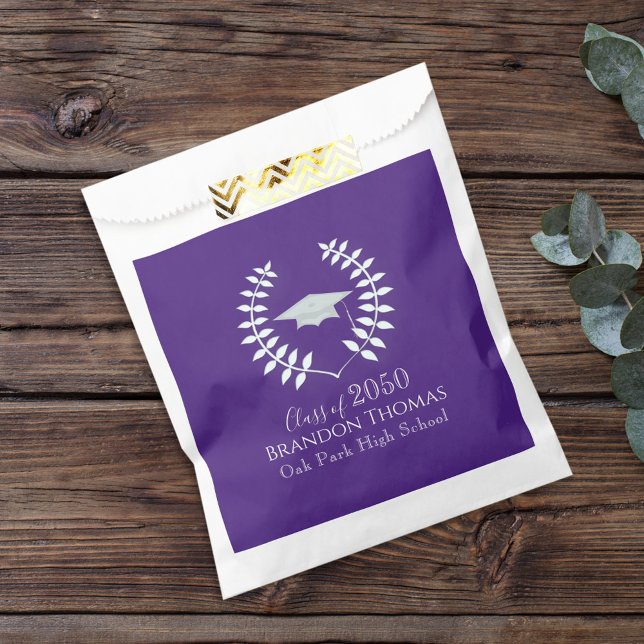 Bolsa De Papel Graduación Mortarboard Modern Classic Purple (Subido por el creador)